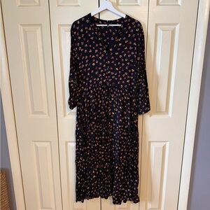 Madewell Floral Black Midi Dress
